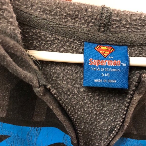 Gray and Black Superman Zip Up Hoodie Blue Logo - Picture 3 of 3
